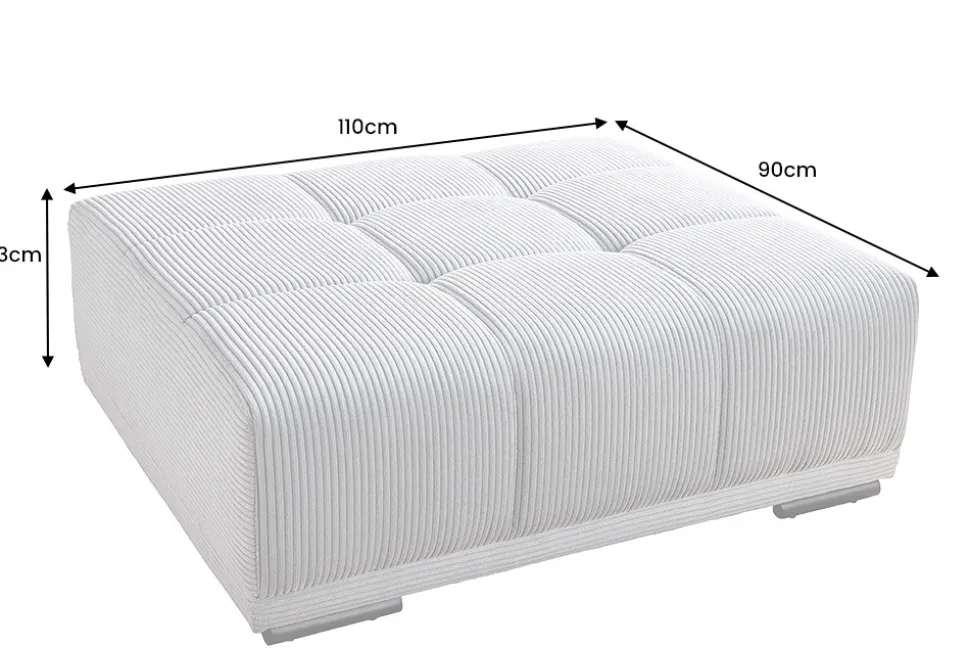 Moderner Hocker ELEGANCIA 110cm champagner beige Cord Fußhocker Sitzhocker