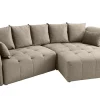 Moderner Hocker ROYAL 120cm greige Velours-Strickstoff Federkern Sitzhocker