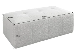 Moderner Hocker ROYAL 120cm greige Velours-Strickstoff Federkern Sitzhocker