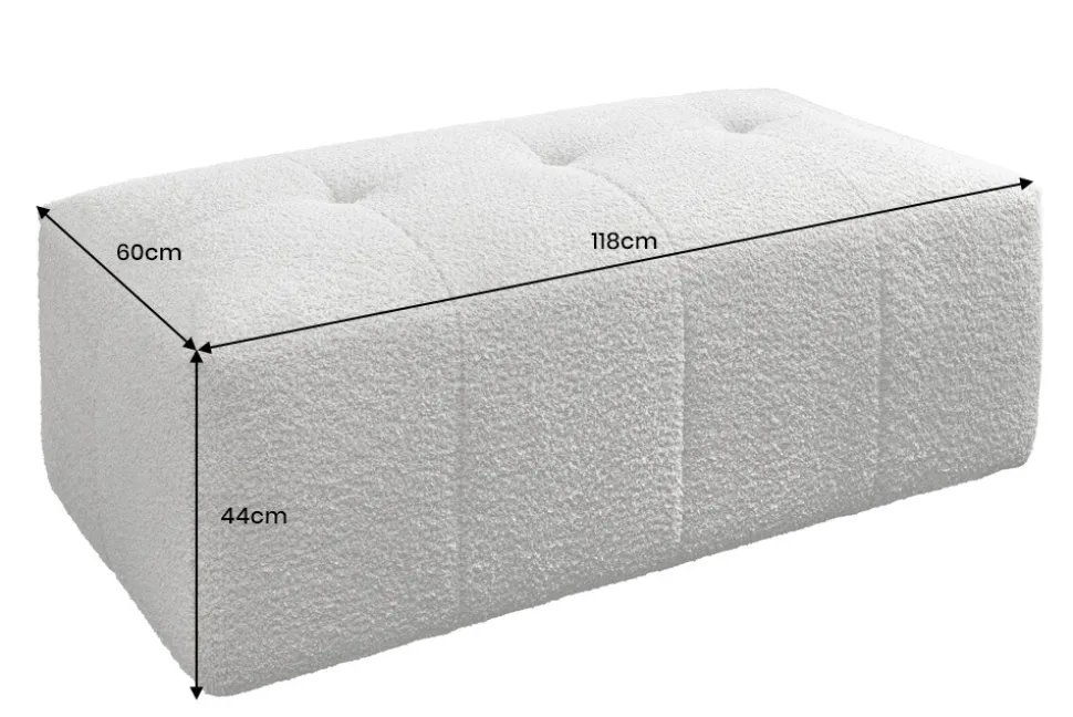 Moderner Hocker ROYAL 120cm greige Velours-Strickstoff Federkern Sitzhocker