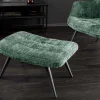 Moderner Hocker SCANDINAVIA grün Chenille Cremona Metallbeine Fußhocker
