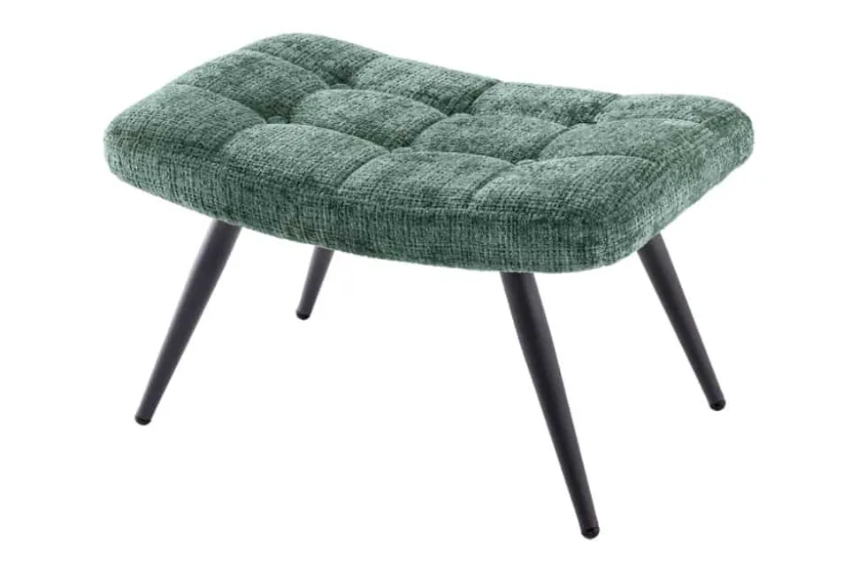 Moderner Hocker SCANDINAVIA grün Chenille Cremona Metallbeine Fußhocker