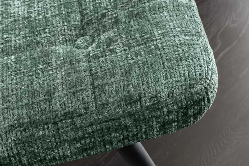 Moderner Hocker SCANDINAVIA grün Chenille Cremona Metallbeine Fußhocker
