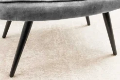 Moderner Hocker SCANDINAVIA grau Samt schwarze Metallbeine Fußhocker