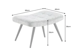 Moderner Hocker SCANDINAVIA champagner Chenille Cremona Metallbeine Fußhocker