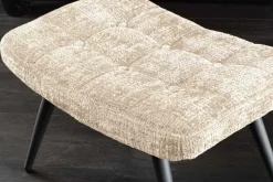 Moderner Hocker SCANDINAVIA champagner Chenille Cremona Metallbeine Fußhocker