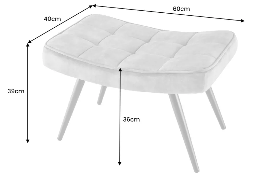 Moderner Hocker SCANDINAVIA blau Strukturstoff Massivholz-Beine Fußhocker