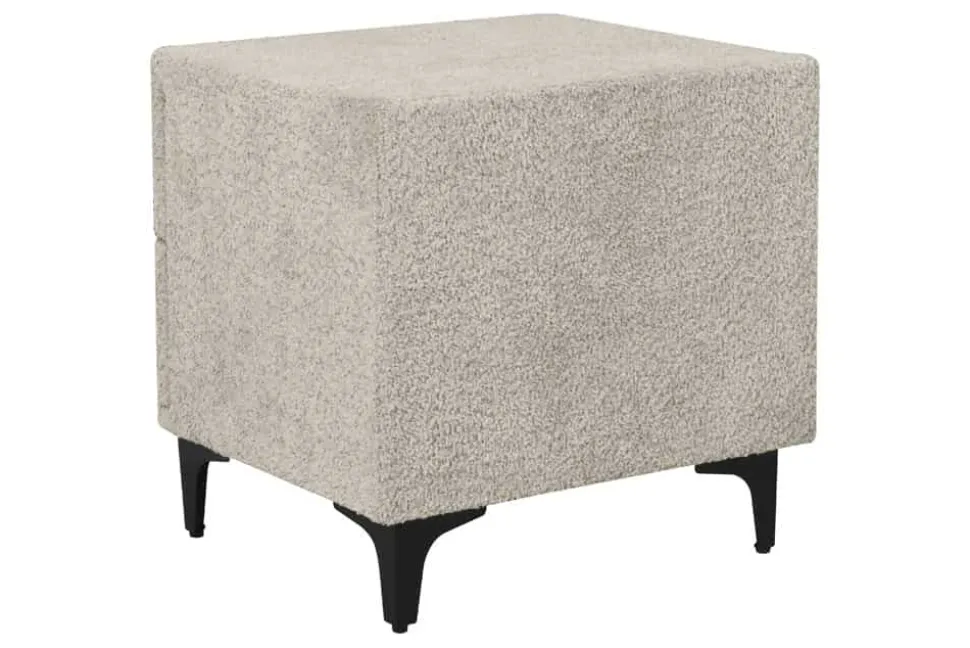 Moderner Nachttisch ART DECO 45cm greige Bouclé mit Schubladen schwarz Metall