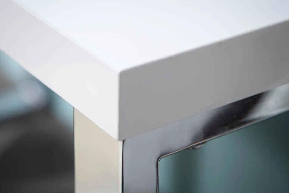 Moderner Schreibtisch WHITE DESK 140cm weiß Hochglanz Bürotisch