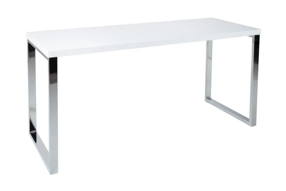 Moderner Schreibtisch WHITE DESK 140cm weiß Hochglanz Bürotisch