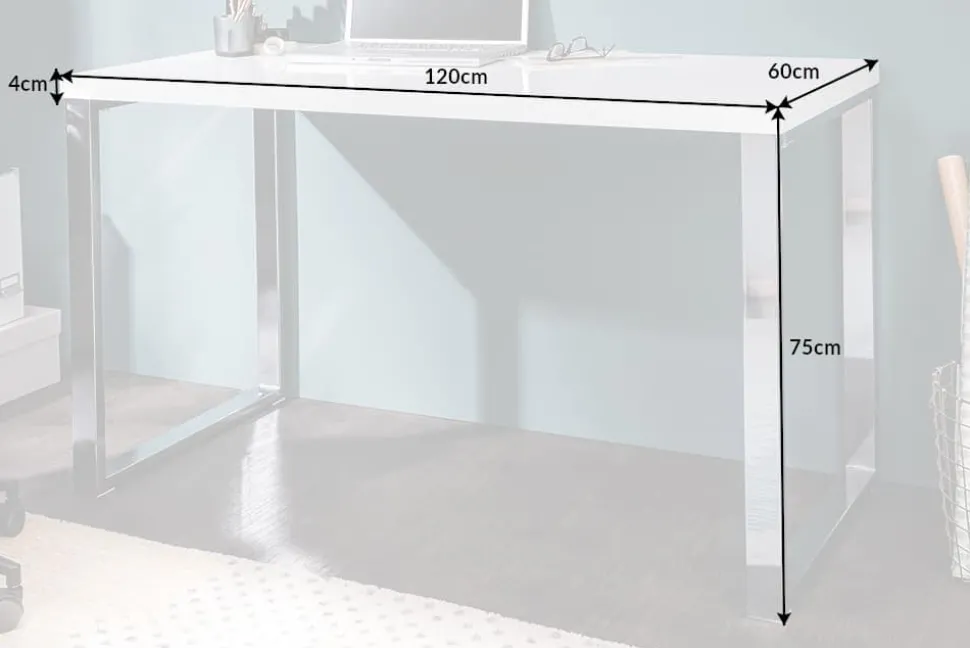Moderner Schreibtisch WHITE DESK 120cm weiß Hochglanz Bürotisch