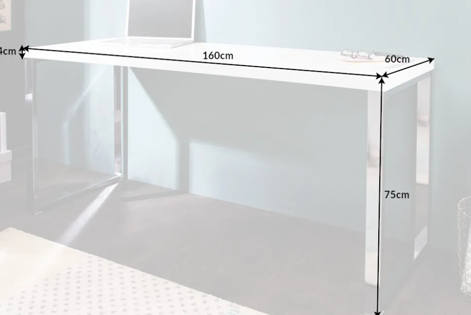 Moderner Schreibtisch WHITE DESK 160cm weiß Hochglanz Bürotisch