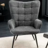 Moderner Sessel SCANDINAVIA grau Strukturstoff schwarze Metallbeine mit Armlehnen