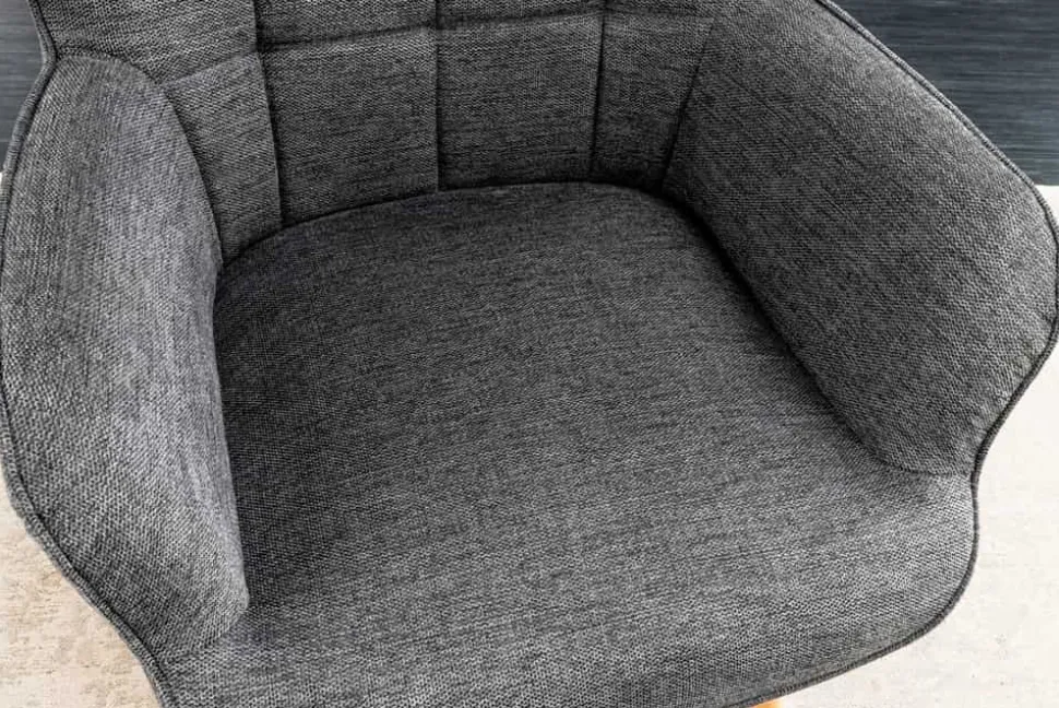 Moderner Sessel SCANDINAVIA grau Strukturstoff Massivholz-Beine mit Armlehnen