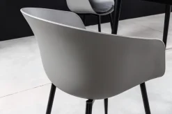 Moderner Stuhl DESIGNO grau Kunststoff Gartenstuhl mit Armlehnen Indoor Outdoor