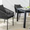 Moderner Stuhl ROPE anthrazit Metall Gartensessel inkl. Kissen In- und Outdoor