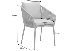Moderner Stuhl ROPE beige anthrazit Aluminium Gartensessel inkl. Kissen In- und Outdoor