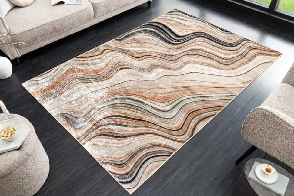 Moderner Teppich EARTH 230x160cm beige grau multicolor Flachgewebe Indoor-Teppich