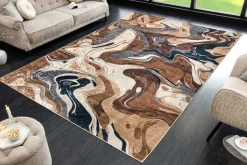 Moderner Teppich EARTH 230x160cm braun beige blau Flachgewebe Indoor