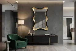 Moderner Wandspiegel ALICE 120cm gold schwarz variabel aufhängbar