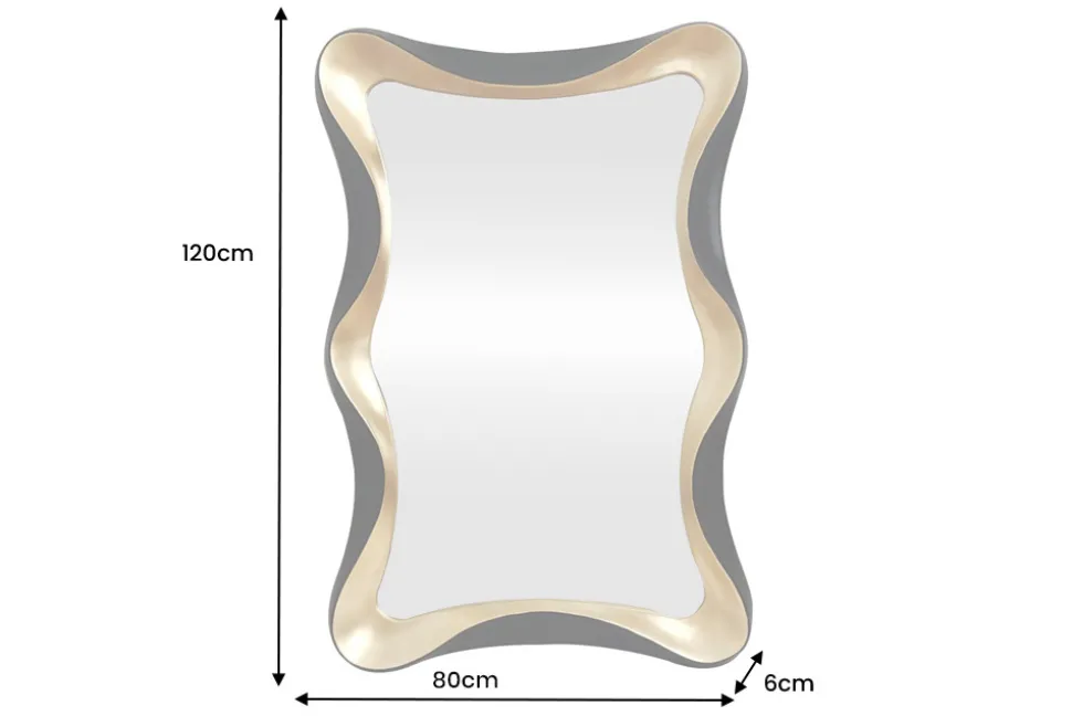 Moderner Wandspiegel ALICE 120cm gold schwarz variabel aufhängbar