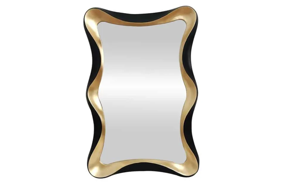 Moderner Wandspiegel ALICE 120cm gold schwarz variabel aufhängbar