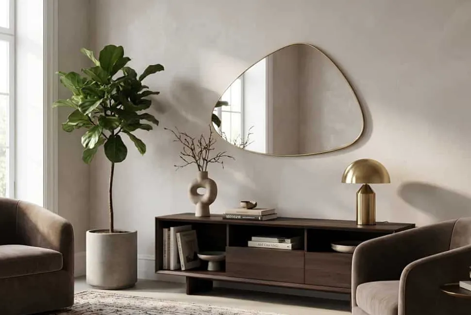 Moderner Wandspiegel NOEMI 85cm gold variabel aufhängbar