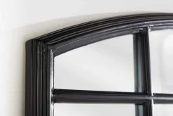 Moderner Wandspiegel PARIS 120cm schwarz Fensterspiegel Rundbogen-Design