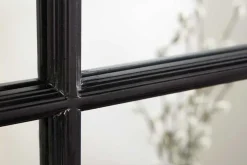 Moderner Wandspiegel PARIS 120cm schwarz Fensterspiegel Rundbogen-Design