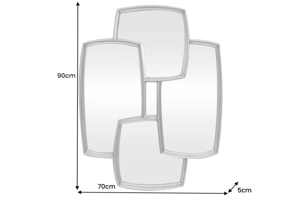 Moderner Wandspiegel QUADRA 90cm silber variabel aufhängbar vier Spiegel
