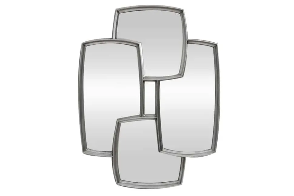 Moderner Wandspiegel QUADRA 90cm silber variabel aufhängbar vier Spiegel