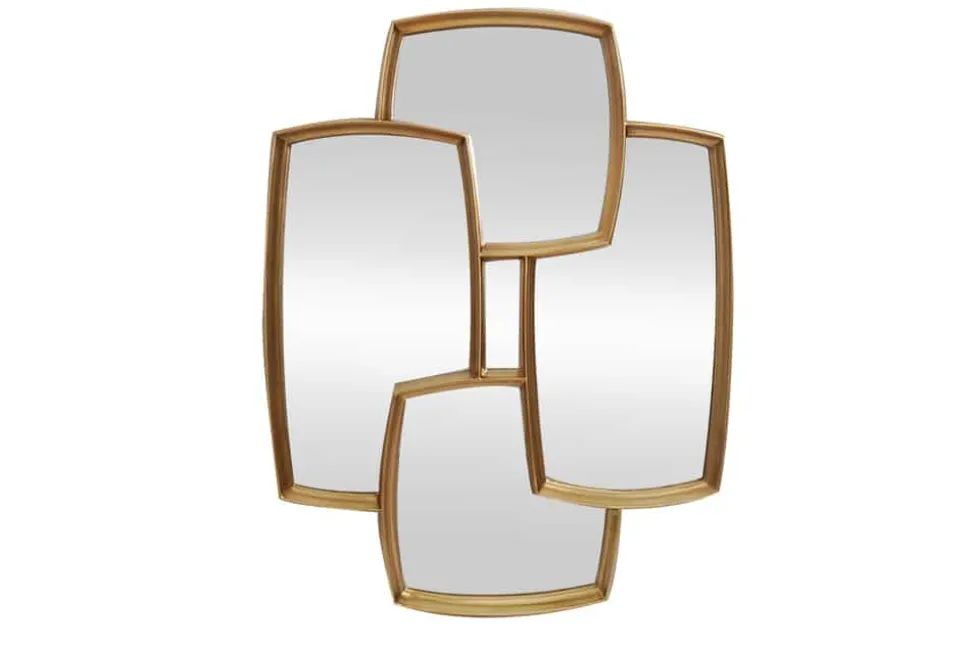 Moderner Wandspiegel QUADRA 90cm gold variabel aufhängbar vier Spiegel