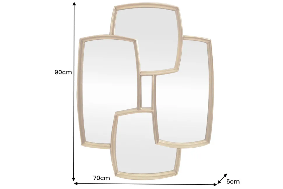 Moderner Wandspiegel QUADRA 90cm gold variabel aufhängbar vier Spiegel
