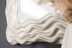 Moderner Wandspiegel WAVE 90cm greige abstraktes Wellen-Design quadratisch