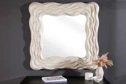 Moderner Wandspiegel WAVE 90cm greige abstraktes Wellen-Design quadratisch