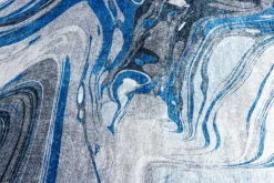 Moderner XXL Teppich ART RUGS 350x240cm grau blau weiß Flachgewebe Indoor