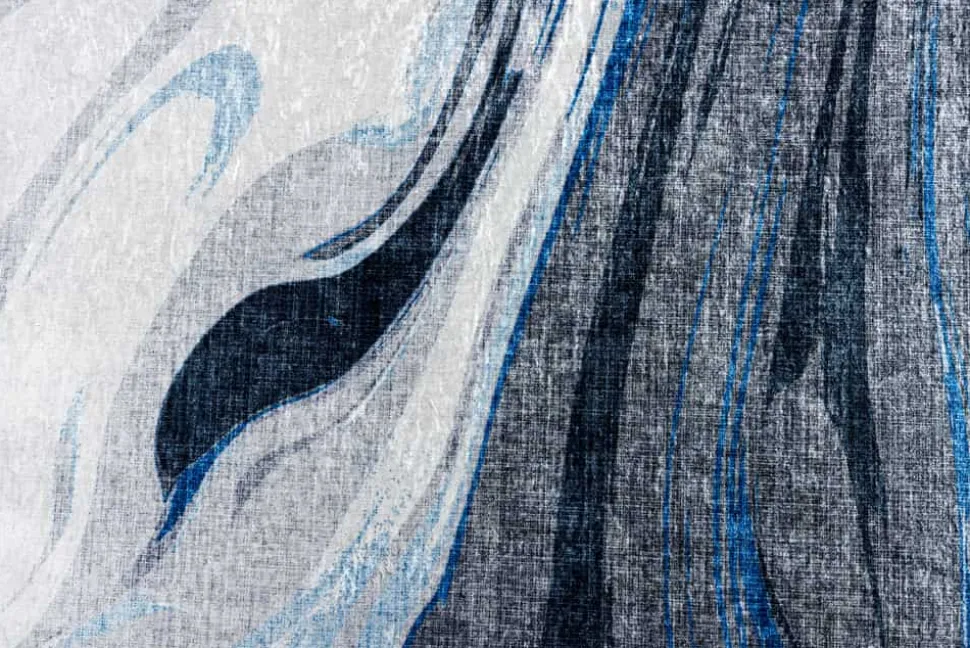 Moderner XXL Teppich ART RUGS 350x240cm grau blau weiß Flachgewebe Indoor