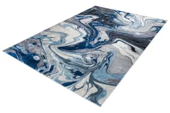 Moderner XXL Teppich ART RUGS 350x240cm grau blau weiß Flachgewebe Indoor