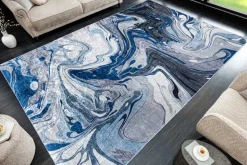 Moderner XXL Teppich ART RUGS 350x240cm grau blau weiß Flachgewebe Indoor