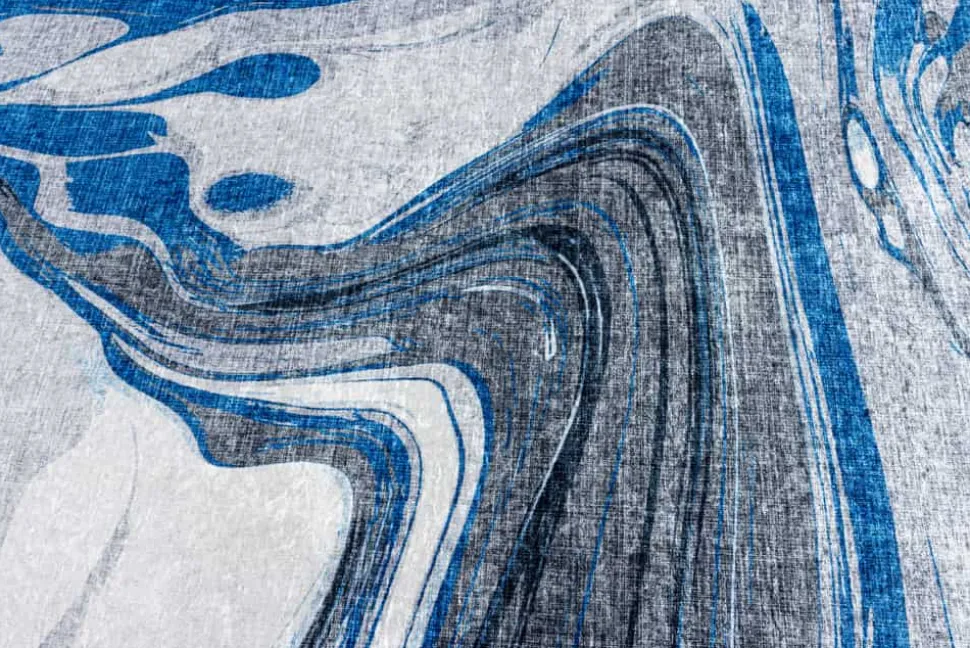 Moderner XXL Teppich ART RUGS 350x240cm grau blau weiß Flachgewebe Indoor