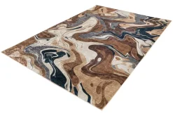 Moderner XXL Teppich EARTH 350x235cm braun beige blau Flachgewebe Indoor-Teppich