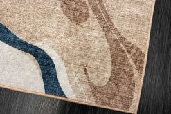 Moderner XXL Teppich EARTH 350x235cm braun beige blau Flachgewebe Indoor-Teppich