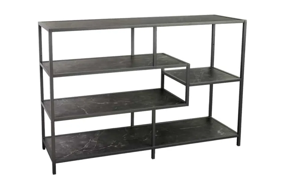Modernes Bücherregal SLIM LINE 115cm graphit Metallgestell mit fünf Regalböden