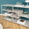 Modernes Bücherregal SLIM LINE 115cm champagner beige Metallgestell fünf Regalböden