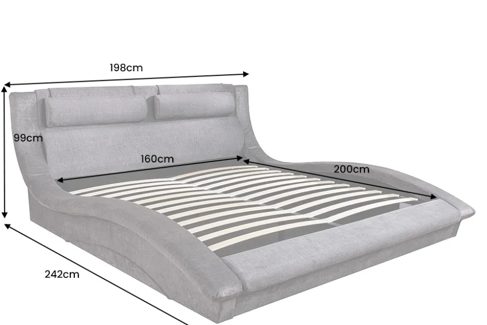 Modernes Bett SWING 160x200cm grau Vogue Velours Samt mit Stauraum und Bettkasten