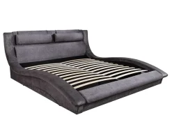 Modernes Bett SWING 160x200cm grau Vogue Velours Samt mit Stauraum und Bettkasten