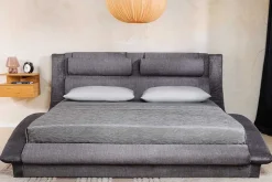 Modernes Bett SWING 160x200cm grau Vogue Velours Samt mit Stauraum und Bettkasten