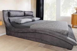 Modernes Bett SWING 160x200cm grau Vogue Velours Samt geschwungenes Doppelbett