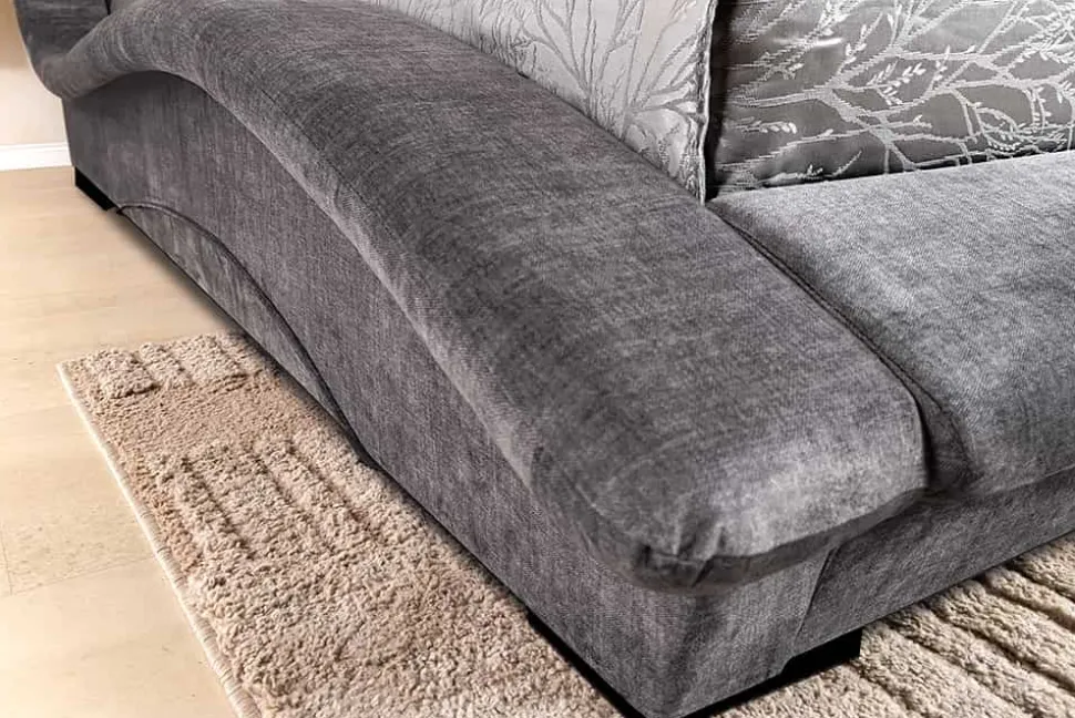 Modernes Bett SWING 160x200cm grau Vogue Velours Samt geschwungenes Doppelbett