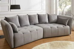 Modernes Big Sofa ROYAL 295cm grau Velours-Strickstoff Federkern XXL-Couch